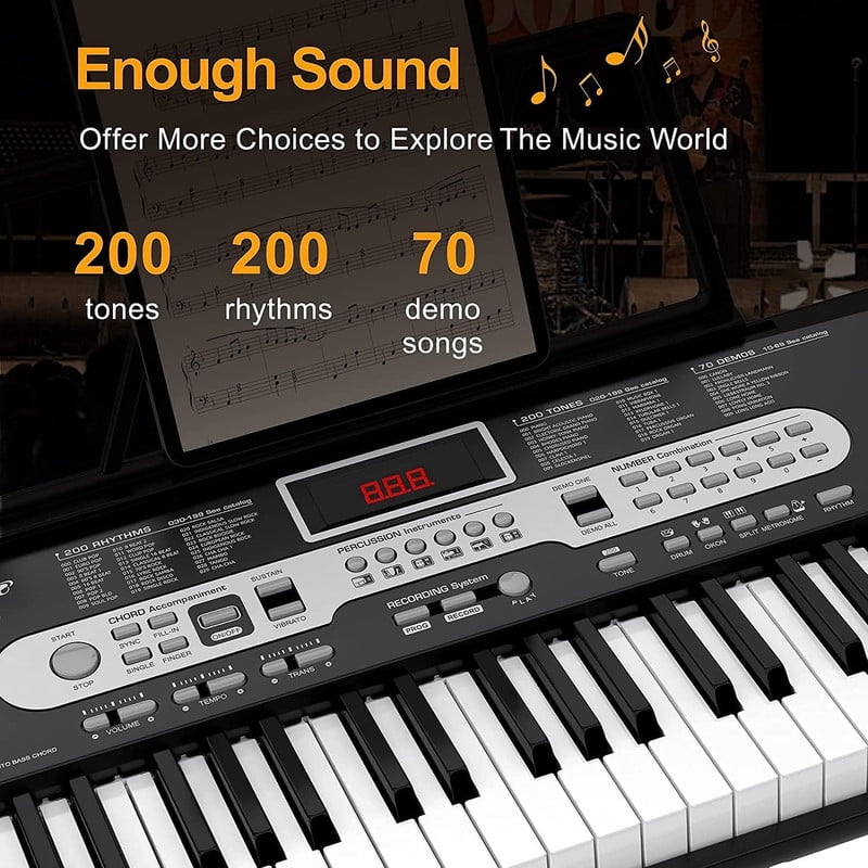 61-Key Electronic Keyboard Set for Kids & Beginners - Includes Stand, Stool, Headphones, Microphone & Carrying Bag - Perfect Musical Gift