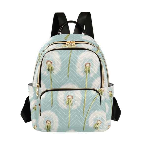 Quilted Backpack Fashion Backpack 11.41 * 6.1 * 14.17 Inch Women's Fashion Backpack Picnic Shopping Travel Out Sports backpack White Cartoon Dandelion