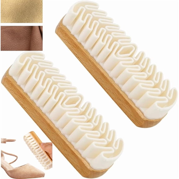 Suede Shoe Brush, Rubber Polish Eraser with Soft Bristle Brush for Suede Cleaner and Nubuck Brush (2 pcs)