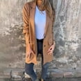 thumbnail image 6 of Lady Winter Coat Single-breasted Turn-down Collar Mid Length Overcoat Long Sleeves Pure Color Warm Fake Pocket Outerwear Jacket, 6 of 8