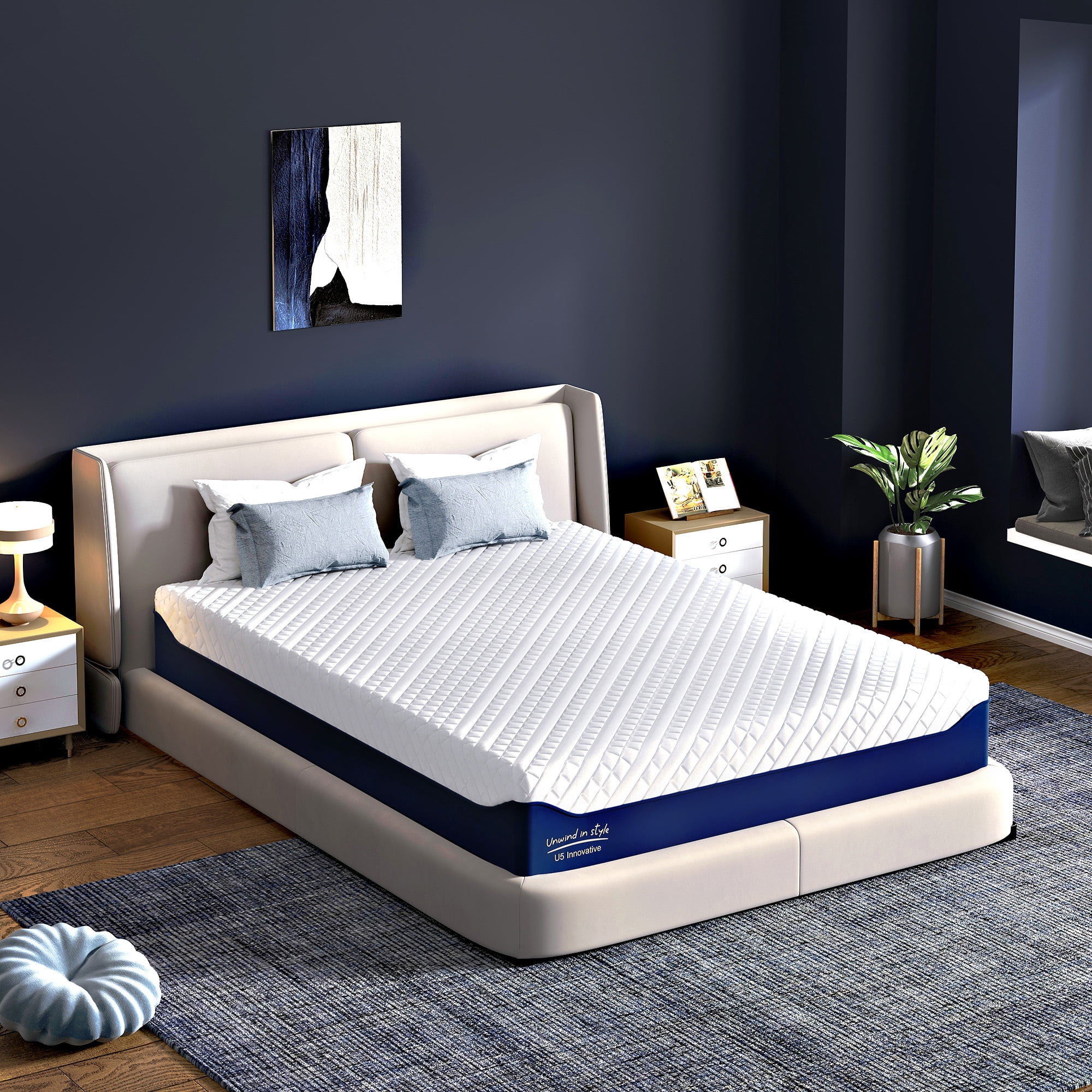 SogesPower 12 inches Full Size Hybrid Mattress Gel Memory Foam Mattress, Medium Firm Memory Foam Mattress with Washable Cover, Bed Mattress for Pressure Relief, CertiPUR-US Certified, Blue+White