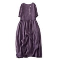 thumbnail image 2 of GaThRRgYP Summer Floral Print Dress Women,Elegant and and Linen Dress Purple XXL, 2 of 8