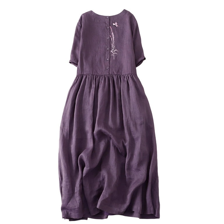 Roncen Women's Loose Fit Casual Dress - Breathable Knee-Length Shift Dress  with Relaxed Comfort for Daily Lounge & Outings