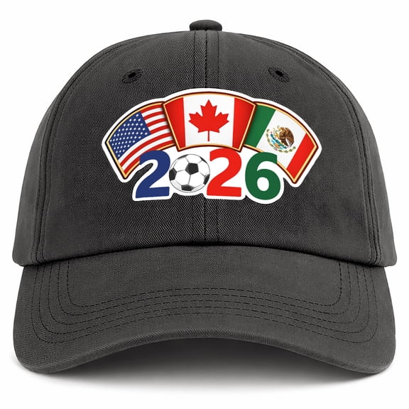 World Cup 2026 Hat, USA CAN MEX 2026 Host Country Soccer Football Cap, Gift for USA Canada Mexico Soccer Fans, Gray