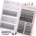 thumbnail image 7 of Lash Clusters Kit, Natural 628 Pcs Cluster Eyelash Extensions Kit 5-16mm Individual Lash Extensions Kit D Curl Fluffy Wispy False Eyelashes Kit,With Bond & Seal Tweezers Brush for beginner, 7 of 7