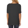 thumbnail image 2 of Top de manga corta para mujer Moda Casual Cuello redondo Escote hueco Color sólido Camisa de manga corta Negro M, 2 of 4