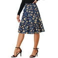 thumbnail image 4 of INSPIRE CHIC Women's Skirts Knee Length Elastic Waist A-Line Flowy Tiered Ruffle Floral Skirt XS Dark Blue, 4 of 6