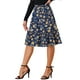 thumbnail image 4 of Falda Midi Floral con Volantes de Cintura Elástica A-Line Flowy para Mujeres INSPIRE CHIC Color Azul Oscuro XS, 4 of 6
