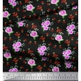 thumbnail image 3 of Soimoi Toile de Voile de Coton Dot, Feuilles & Rose Imprimé Floral 1 Yard 56 Inch Wide, 3 of 3