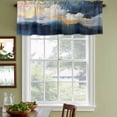 thumbnail image 3 of Navy Blue Curtain Valances for Windows, Kitchen Valance Window Treatments Panel 2 Pack, Modern Oil Painting Art Yellow Rod Pocket Short Curtains for Bathroom Bedroom 60 x 18 Inch, 3 of 8