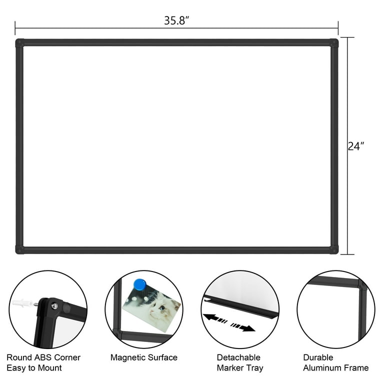 VUSIGN Magnetic Whiteboard Dry Erase Board, 36 x 24 Inches, Wall Mounted White Board with Pen Tray, Silver Aluminium Frame