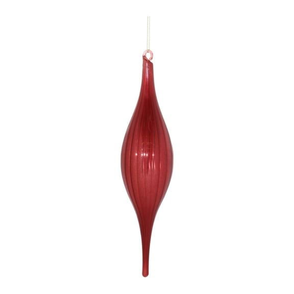 Melrose Ribbed Drop Glass Christmas Ornaments - 10.5" - Red - 6ct