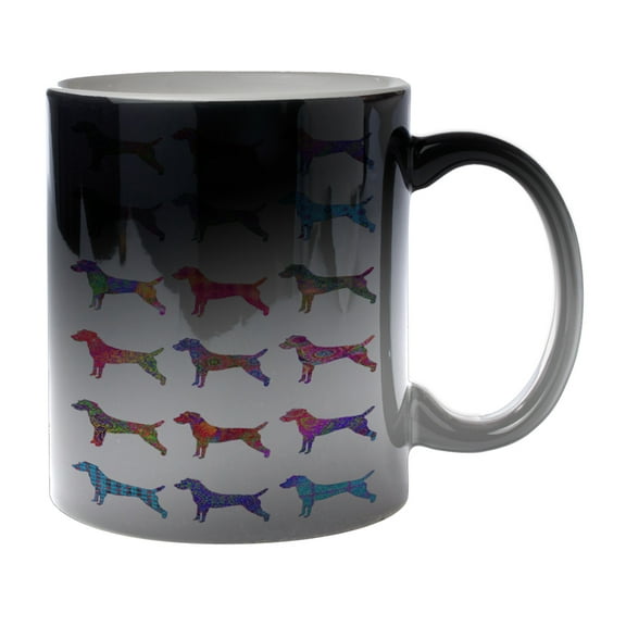 KuzmarK Black Heat Morph Color Changing Coffee Cup Mug 11 Ounce - Jack Russell Dog