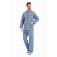 thumbnail image 5 of Apparonia Mens Pajamas Set Cotton Notched Collar Pajamas for Men Long Sleeve Mens Sleepwear with Pockets & Front Fly Graceful Blue 3XL, 5 of 7