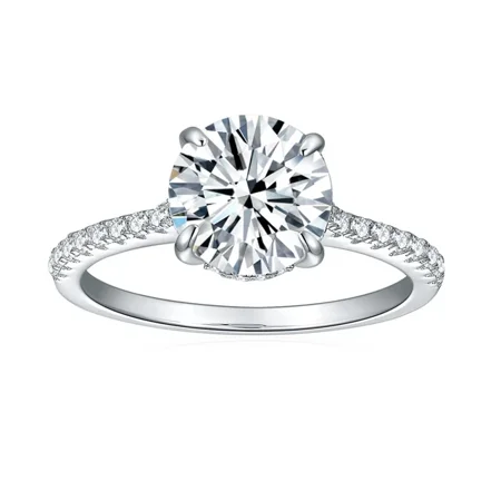 3 TCW Round Cut Moissanite Solitaire Engagement Ring 14K White Gold Plated Dhyani impex Sale