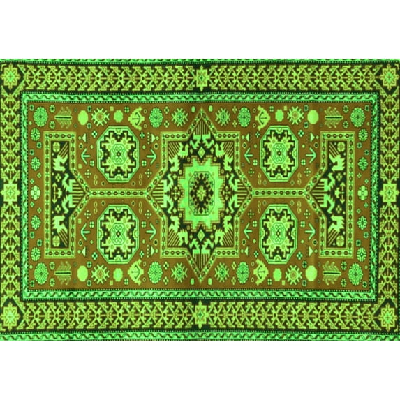 Ahgly Company Indoor Rectangle Persian Green Traditional Area Rugs, 5' x 8'