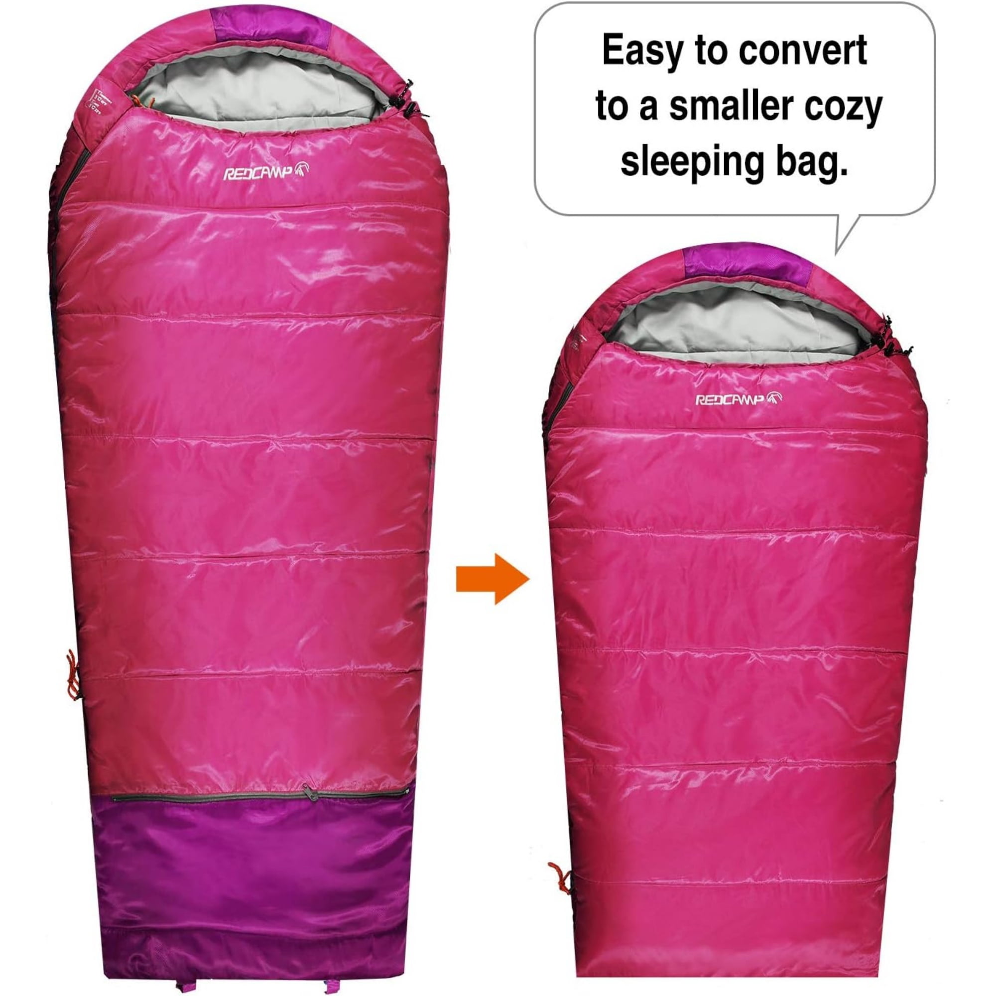 REDCAMP Kids Mummy Sleeping Bag for Camping Cold Weather, 3 Season Backpacking Sleeping Bag Fit Boys,Girls & Teens