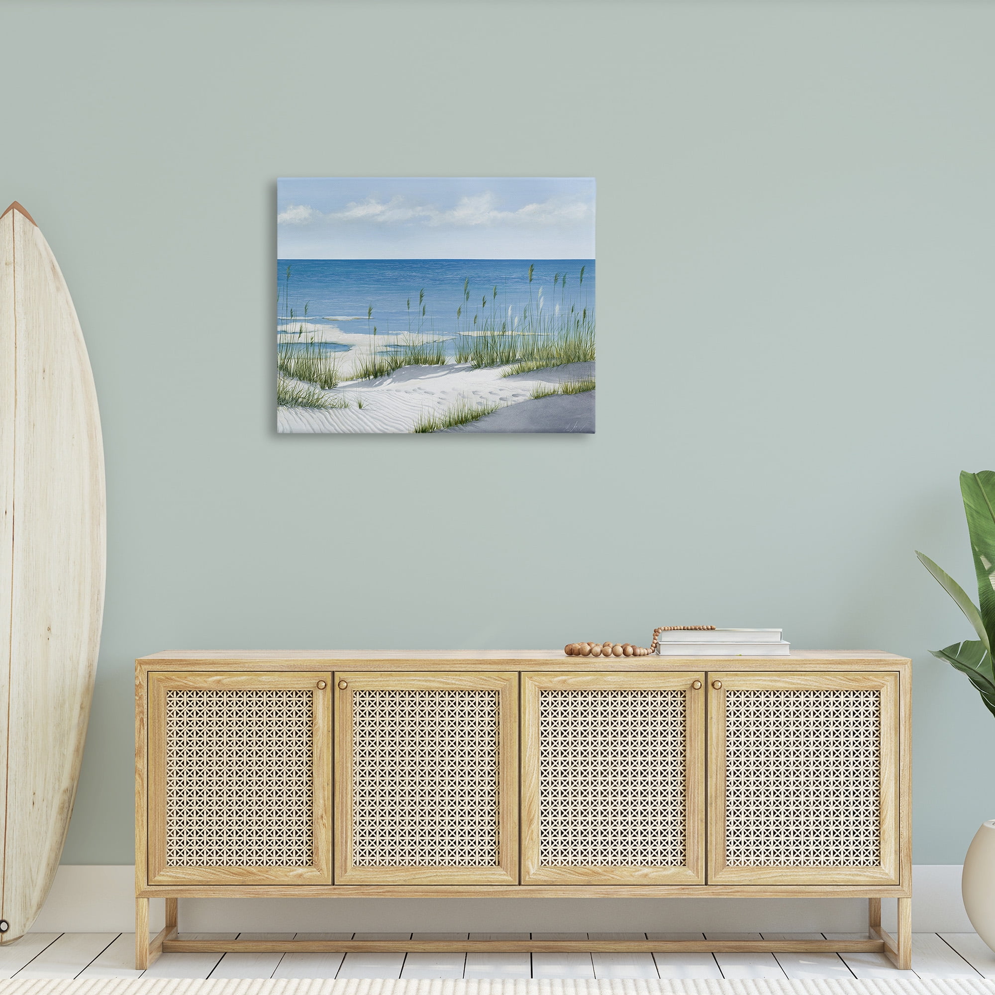 Stupell Industries Beach with White Sand Landscape Painting Gallery Wrapped Canvas Art Print Wall Art, 40 x 30