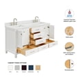 thumbnail image 3 of ARIEL 67" White Double Bathroom Vanity with 1.5" Edge Pure White Quartz Countertop & Backsplash, 2 Rectangular Sinks, 4 Soft Closing Doors, 6 Full Extension Dovetail Drawers, Brushed Nickel, 3 of 10