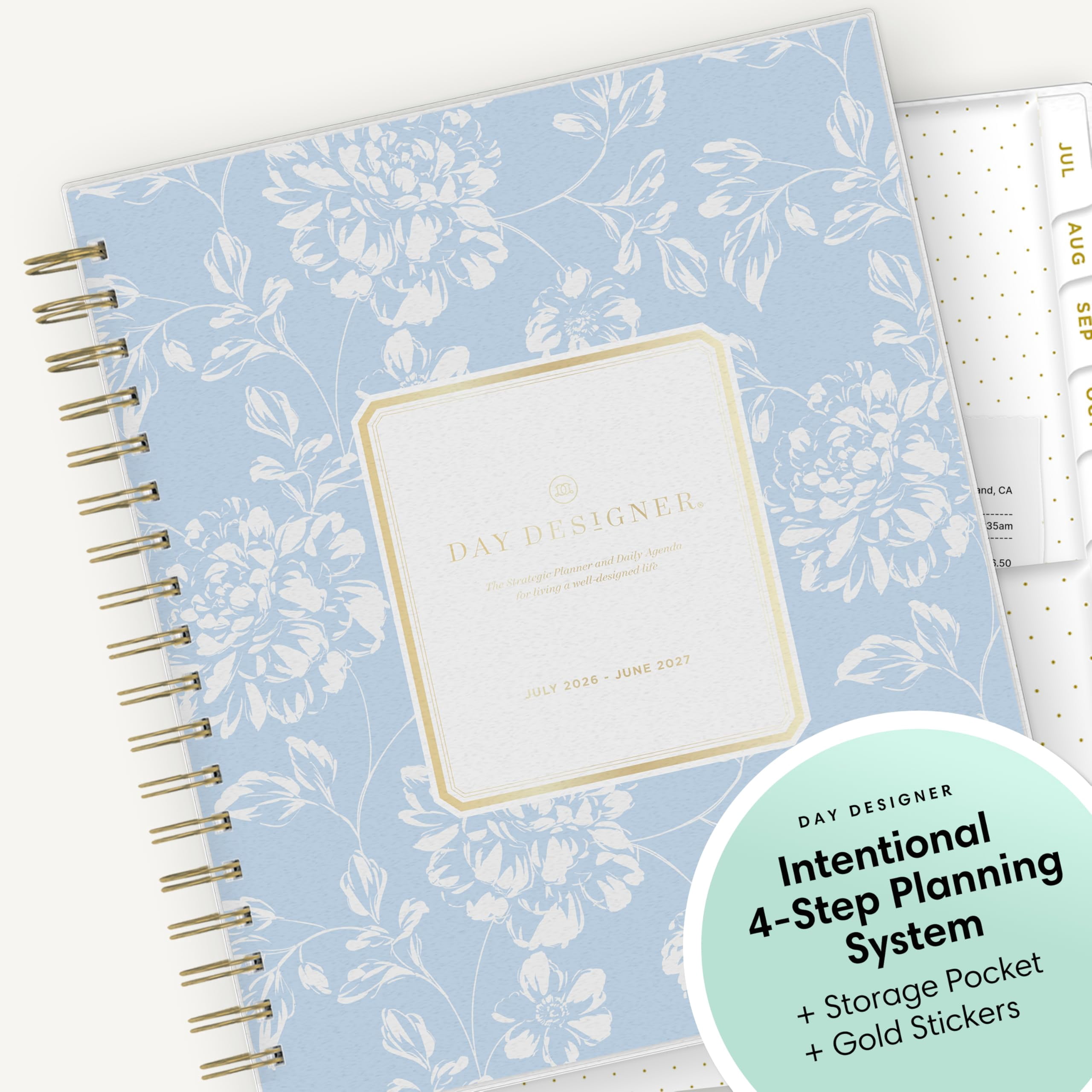 Blue Sky Day Designer 2026-2027 Daily and Monthly Academic Year Planner Calendar, July 2026 - June 2027, 8" x 10", Flexible Cover, Laminated Tabs, Storage Pocket, Includes Stickers, Annabel