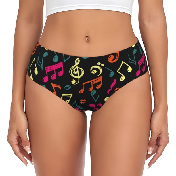 Balery Music Notes Ropa Interior de Algodón para Mujer con Dibujo – Braguitas Cómodas y Elásticas, Estilo Clásico-3X-Large