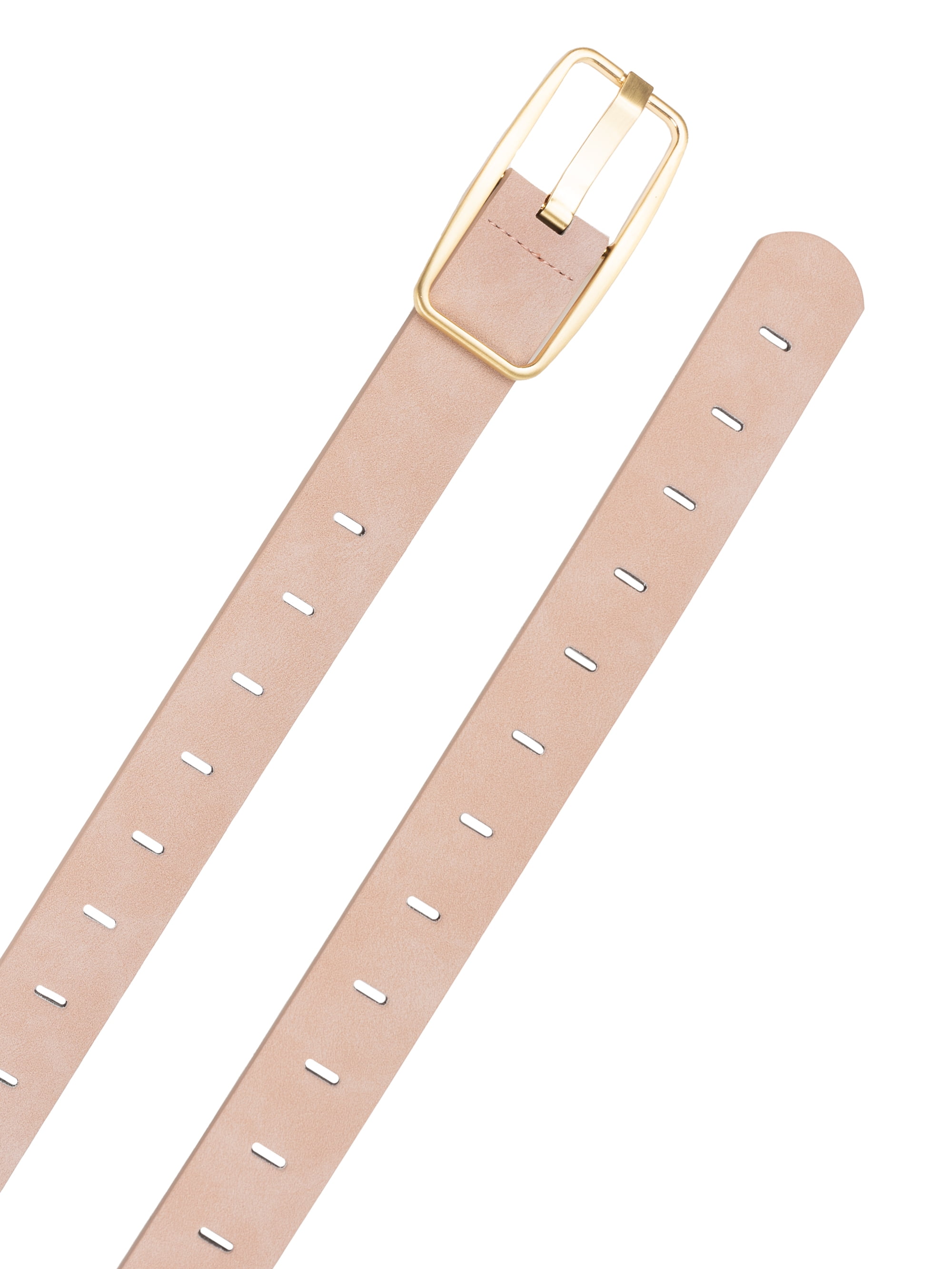 Time and Tru Women's Slotted Perforated Suede Belt, Blush