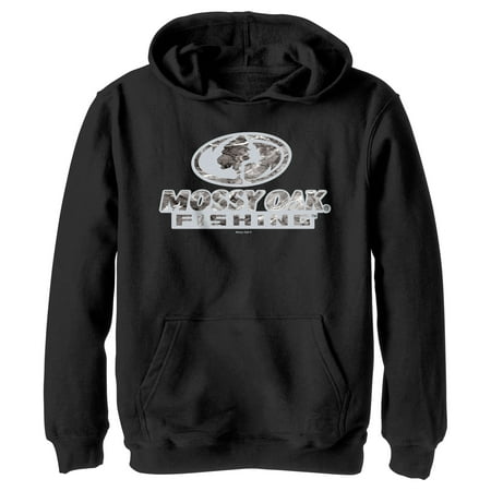 Boy s Mossy Oak Fishing Bold Logo Pull Over Hoodie Black X Large