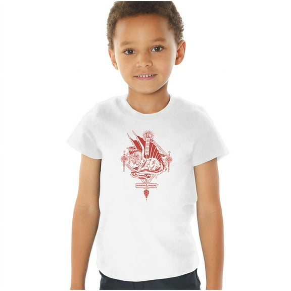 Dungeons and Dragons Year of the Dragon Red Lantern Kids T Shirt (4) for Youth Toddler Boys and Girls, White