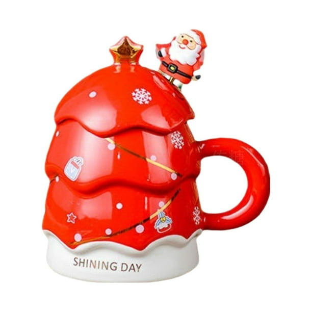 Taza De Café Con Diseño De árbol De Navidad, Tazas De Leche Para Regalo De Cumpleaños, Hogar, Oficina, Rojo