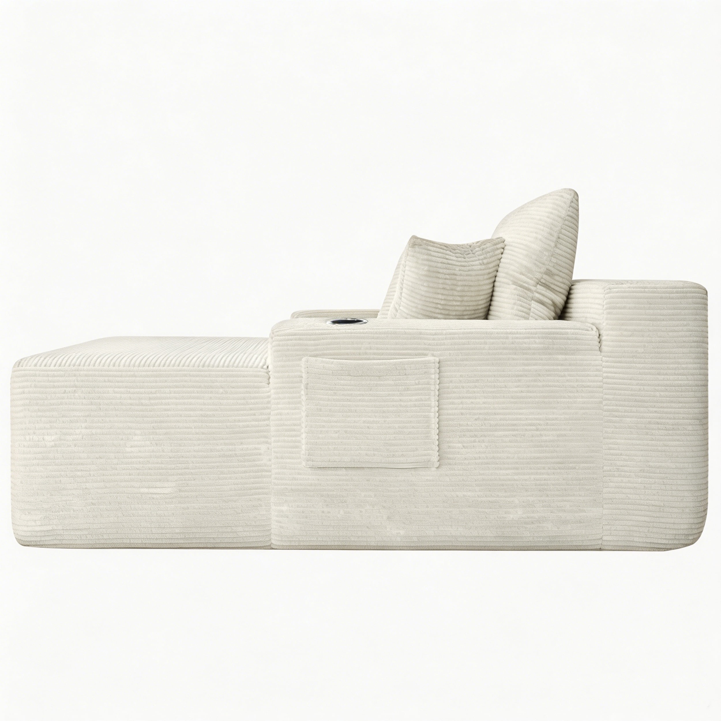 47.2'' No Assembly Compressed Sofa Chair, Deep Seat Chaise Lounge with Cup Holder & Storage Pocket, Boneless Sleeper Sofa Bed Armchair