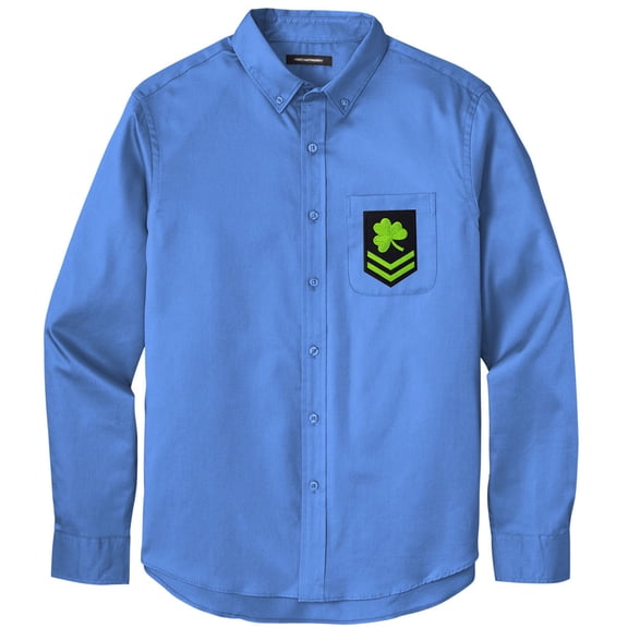 Men's IRISH MILITARY PATCH Twill Shirt with Pocket, 2XL Ultramarine Blue