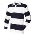 thumbnail image 1 of Front Row Sewn Stripe Long Sleeve Sports Rugby Polo Shirt, 1 of 2