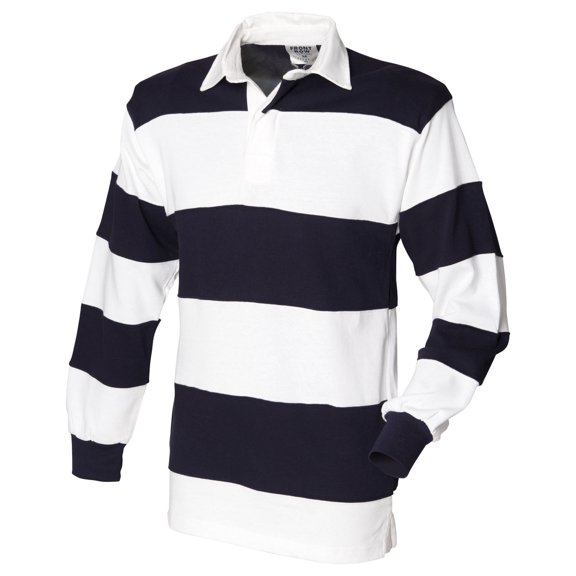 Front Row Sewn Stripe Long Sleeve Sports Rugby Polo Shirt