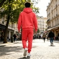 thumbnail image 4 of Fabrcox M-5XL Mens Two Piece Sweatsuit Fleece Mens Hoodie and Jogger Set Causal Athletic Gym Sweatshirt Joggers Track Suit for Mens Red XXXL, 4 of 7