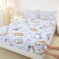 thumbnail image 3 of Feelyou Cat Kitten Teens Full Size Sheets, Cartoon Love Heart Bed Sheets, 4pcs, 3 of 7