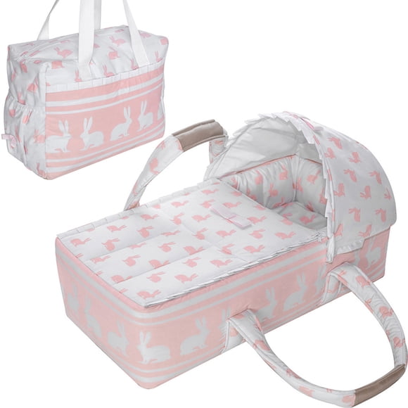 Bambineto Bambineto y Pañalera Estampado Conejos Rosa