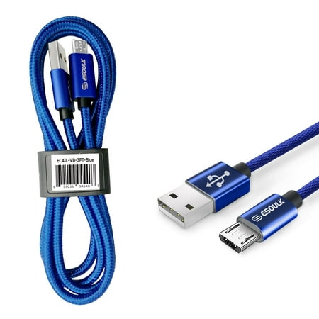 Compatible for Cloud Mobile Stratus C5 Elite 1X 3FT Blue Braided Fast USB Charging Cable Type A to Micro USB