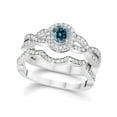 thumbnail image 2 of 1 1/10ct Treated Blue Diamond Infinity Engagement Wedding Ring Set 14K White Gold, 2 of 3