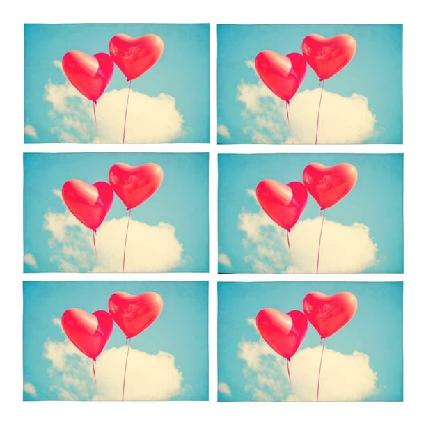 Mkhert Funny Retro Love Balloons On Blue Sky Placemats Table Mats For Dining Room Kitchen Table Decoration 12x18 Inch Set Of 6 Walmart Com Walmart Com