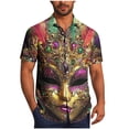 thumbnail image 2 of PNTUTB Carnival Fashion Print Men's Casual Collared Button Down Cardigan Short Sleeve Loose Blouse, 2 of 6