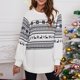 thumbnail image 2 of Gibobby Suéter de Punto navideño para Mujer holgado con estampado navideño para mujer(Blanco,CH), 2 of 3