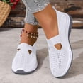 thumbnail image 2 of Womens Loafers Knit Mesh Cutout Breathable Walking Shoes Lightweight Slip on Sneakers Comfy Nursing Shoes White Size 8.5, 2 of 4