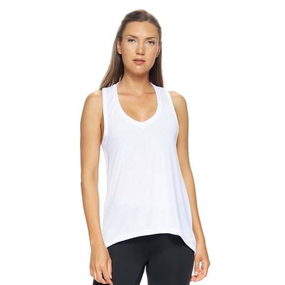 Expert Brand USA-Made Women's Siro Casual V-Neck Tunic Tank Top, White, Medium