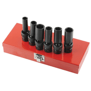 K Tool International 32400 Flex Deep Impact Socket Set with 3/8 Drive for Garages, Repair Shops and DIY, 6-point, Heat-treated, Chrome-moly Steel, Thin Wall, Laser Engraved, Molded Case, 6 Piece