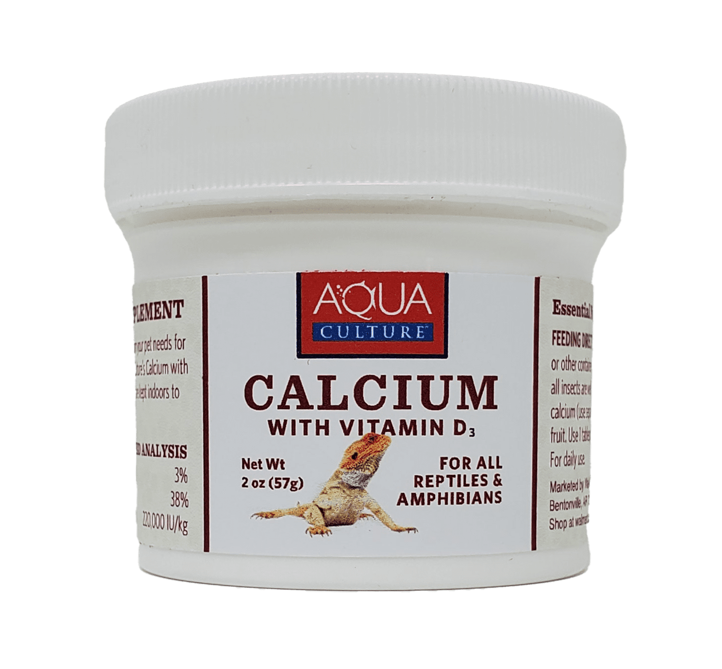(2 pack) Aqua Culture Premium Calcium Supplement with Vitamin D3 for Reptiles, 2 oz Can (Pack of 1)