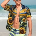 thumbnail image 5 of KLL Men's Hawaiian Shirt Short Sleeve Button Down Beach Shirts-Starry Sky Moon Sunflower, 5 of 5
