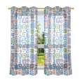 thumbnail image 6 of Yayeee Window Curtains Set of 2 for Living Room Light Filtering 63"x52", Blue Retro Pattern, 6 of 7