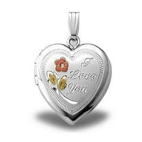 Sterling Silver "I Love You" Heart Locket - 3/4 Inch X 3/4 Inch