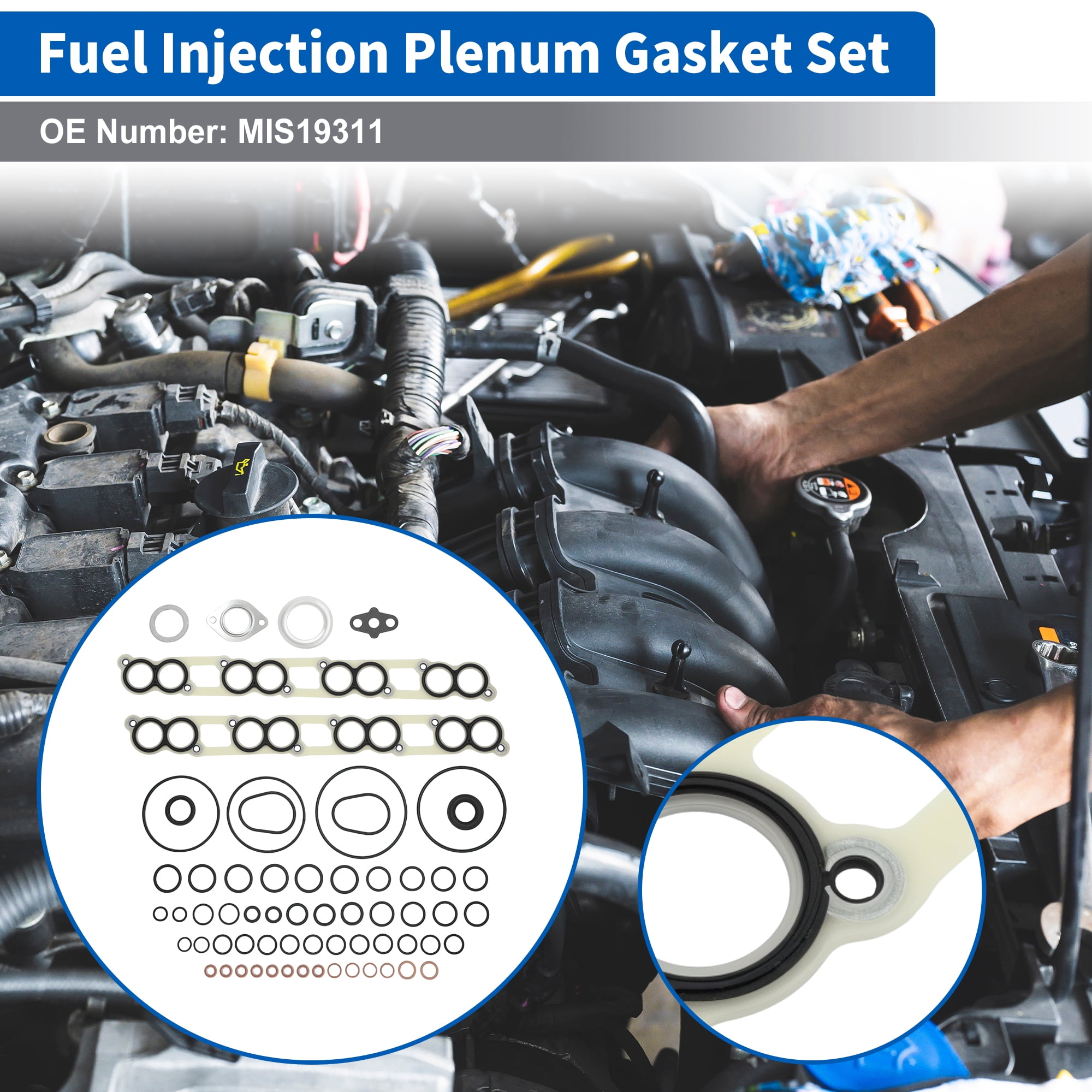 MIS19311 Lower and Upper Intake Manifold Plenum Gasket for Ford E350 E450 Excursion F250 F350 F450 F550 Super Duty 6.0L V8 Turbo-Power Stroke