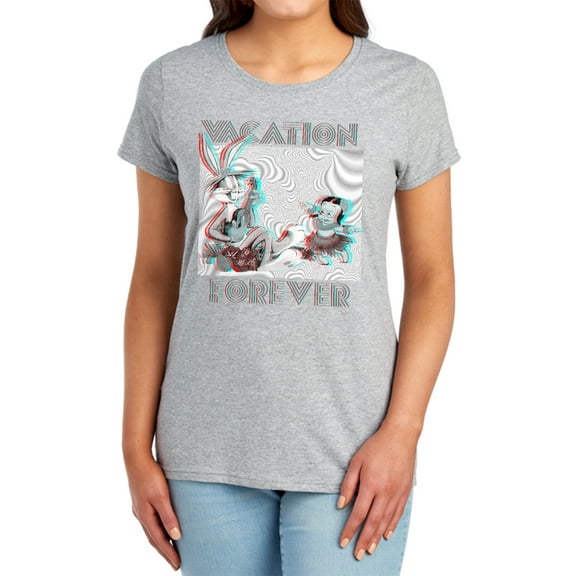 Looney Tunes Vacation Forever Women's T Shirt, Athletic Heather, Medium